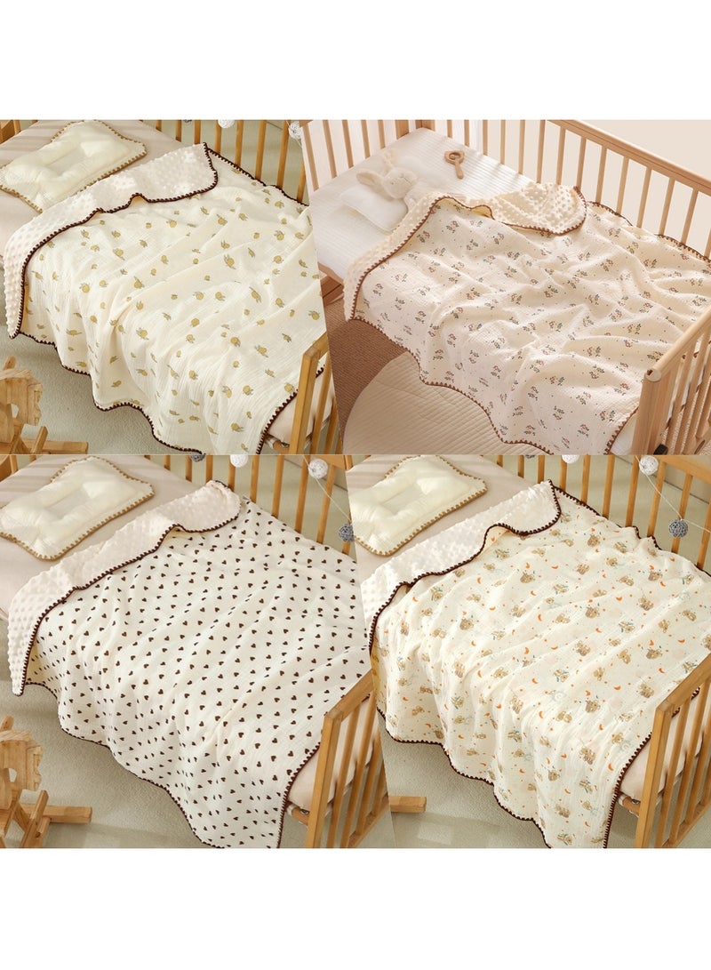 KYDTSYK 4 PCS Baby Blanket for Boys Girls Soft Plush Minky Blanket with Double Layer Dotted Backing for Toddler with Multicolor Printed Lightweight Bed Throw Blanket - Image 2