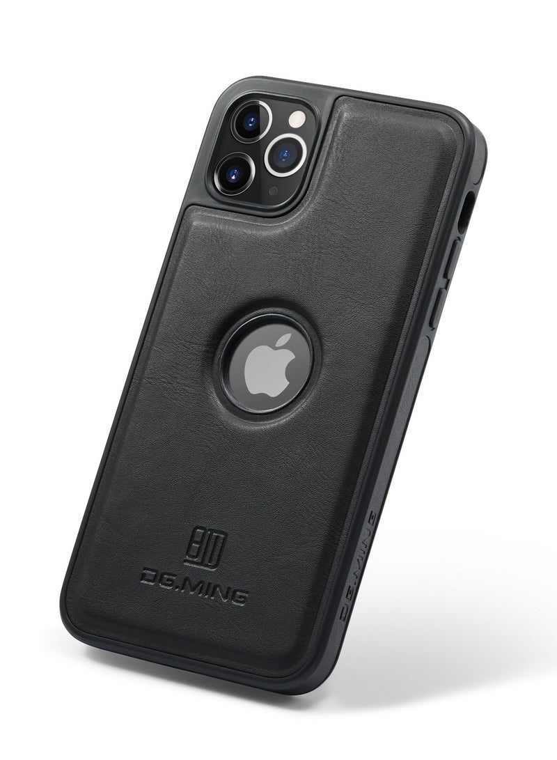 DGMING Case Cover Premium Leather Back with Logo CutOut Shockproof Compatible with Iphone 11 Pro Max (Black) - Image 1