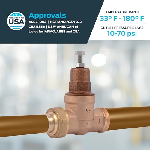 Cash Acme 1/2 Inch EB75 FPT x FPT Pressure Regulator Valve (PRV), 45 PSI, 22999-0045 - Image 4
