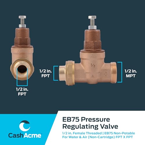 Cash Acme 1/2 Inch EB75 FPT x FPT Pressure Regulator Valve (PRV), 45 PSI, 22999-0045 - Image 5