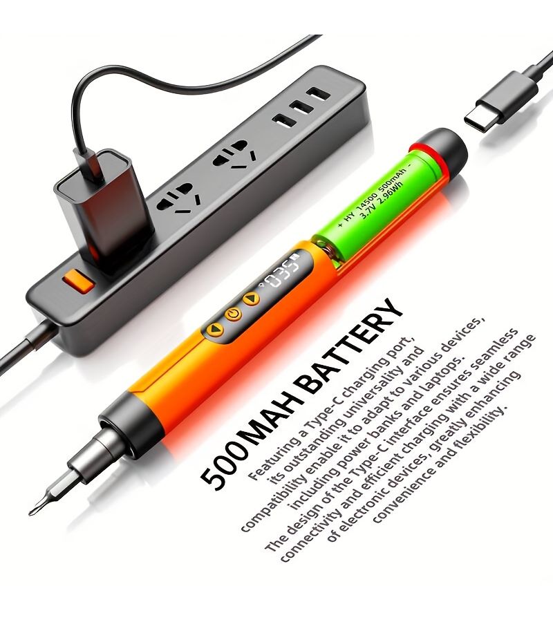 Gray Digital Display Electric Screwdriver Set 46 In 1 Wireless Quiet High Torque Adjustable With Light Rechargeable Lithium Battery Low Battery Indicator Overload Protection USB Portable Mini Tool For Home Use - Image 5
