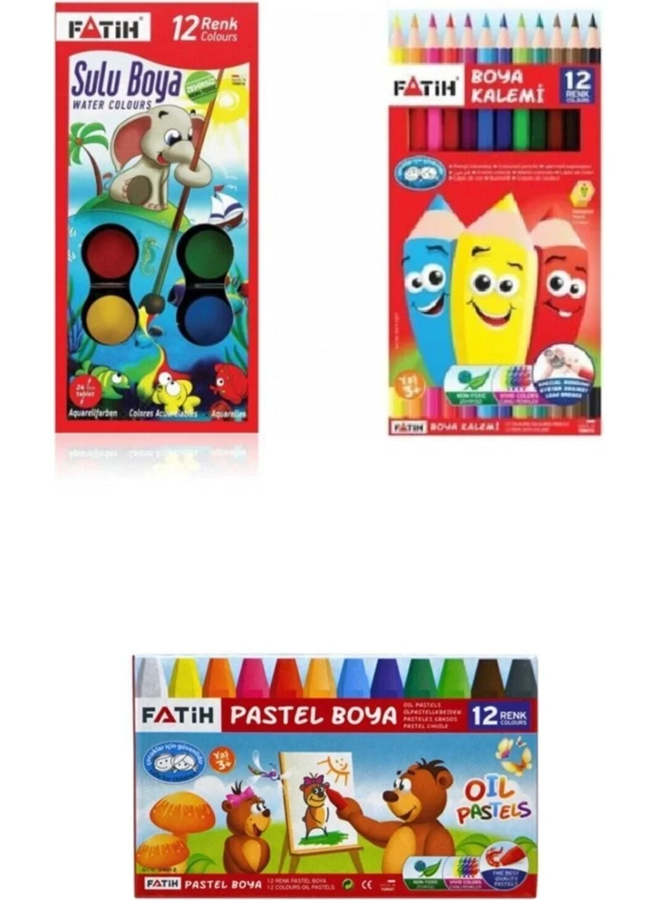 Fatih Bebek Fatih Dry Paint Pastel Paint Watercolor Set 12 Li-Ty