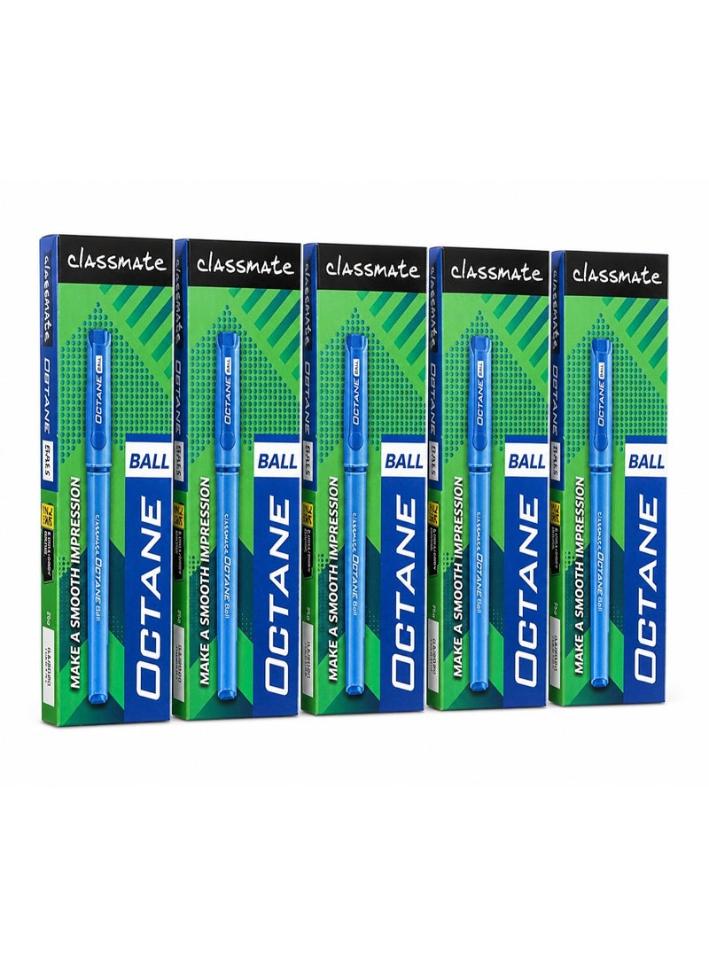 Classmate Octane- Blue Ball Pens (pack Of 5) | Smooth & Fast Writing Ball Pens | Comfortable To Hold & Write| School & Office Stationery| Work From Home Essentials - Image 2