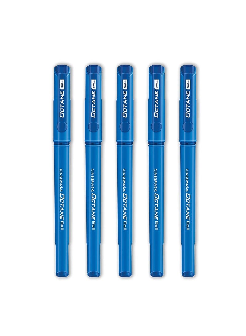 Classmate Octane- Blue Ball Pens (pack Of 5) | Smooth & Fast Writing Ball Pens | Comfortable To Hold & Write| School & Office Stationery| Work From Home Essentials - Image 1