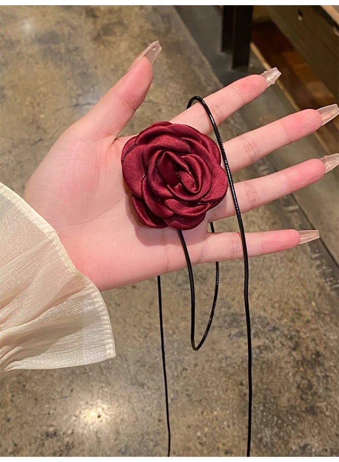 قلادة زهرة الورد، قلادة حبل، قلادة زهرة الكاميليا القابلة للتعديل من الفانيلا، قلادة زهرة أنيقة - Image 2
