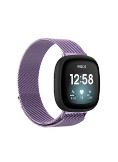 Replacement Strap For Fitbit Versa 4 / 3 Milanese Magnetic Metal Weave Watchband, Small Size Light Purple