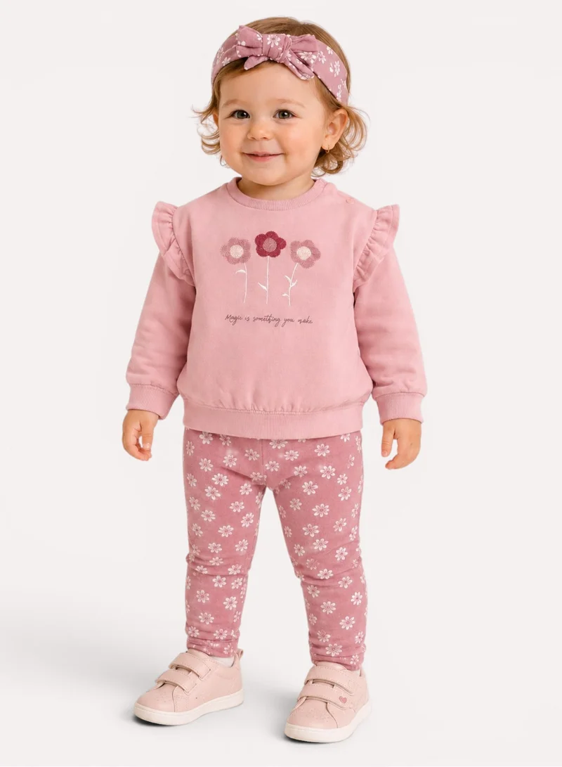 Dirkje Girls 3pcs Set – Sweatshirt, Printed Leggings & Headband