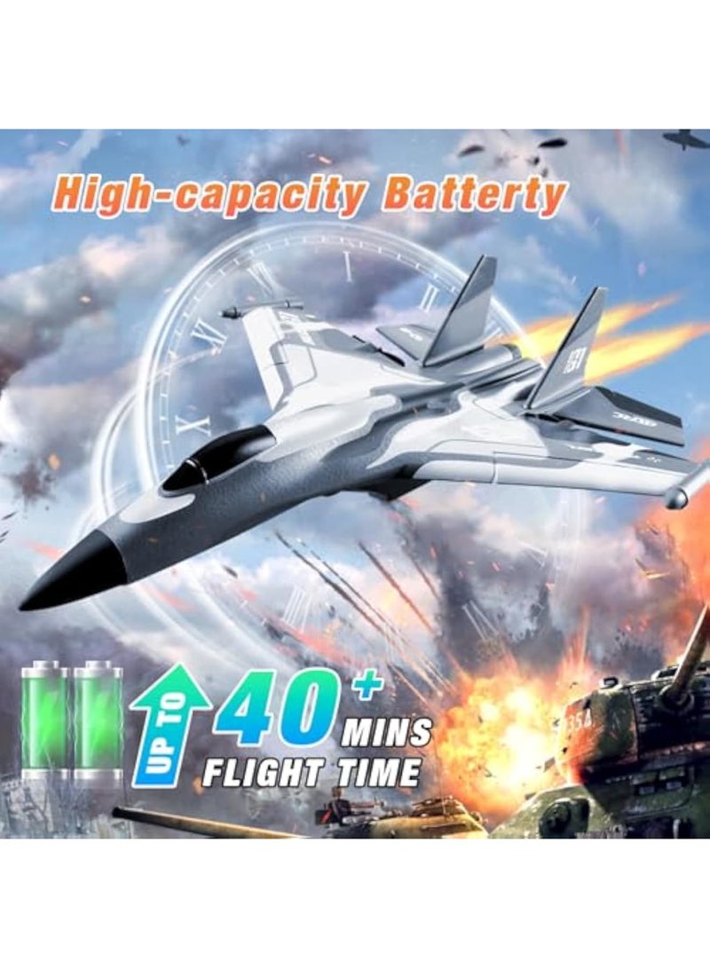 Zikra 3CH RC Airplane, RC Plane with Night Light, Remote Control Fighter Plane, 2.4GHz F-22 Remote Control Airplane, Stabilizer Easy to Fly Fighter Aircraft with 6-axis Gyro Stabilizer for Beginners - Image 5