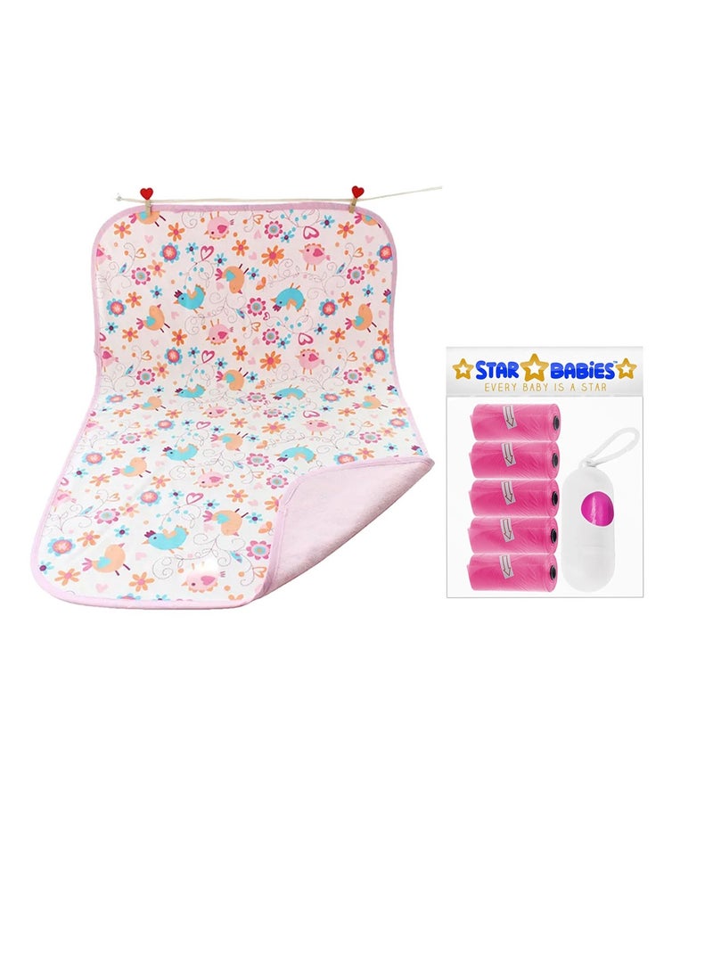 STAR BABiES - Star Babies - Combo Pack of 2- Scented Bag Pack of 5 (75 Bags w/Dispenser) with Reusable Changing Mat - Pink - Image 1