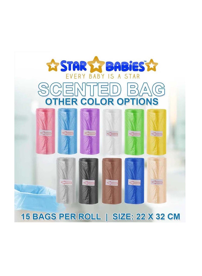STAR BABiES - Star Babies - Combo Pack of 2- Scented Bag Pack of 5 (75 Bags w/Dispenser) with Reusable Changing Mat - Pink - Image 1