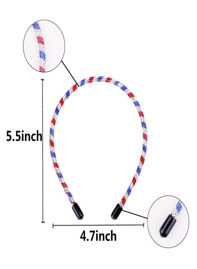 Soochat Patriotic Rhinestone Headband 4th of July Headband Red White Blue Stripes Hair band for Independence Day Patriotic Holiday Hair Accessories - Image 2