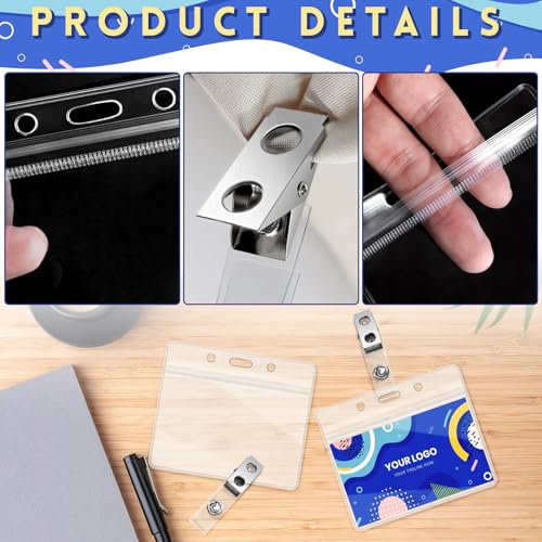 Oomcu 30 Sets Clear Id Badge Holder with Clip, Plastic Name Badge Holder Bulk,Name Tag Holders with Metal Clips for Office Business Travel Supplies - Image 4