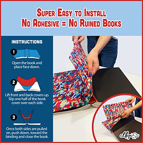 ELLOPI Stretchable, Easy Apply Book Covers 6 Pk of Fun Designs. Standard Jackets Fit Most Hardcover Textbooks Up to 8 x 10. Adhesive-Free, Nylon Fabric Protector. Washable and Reusable Student School Supply - Image 4