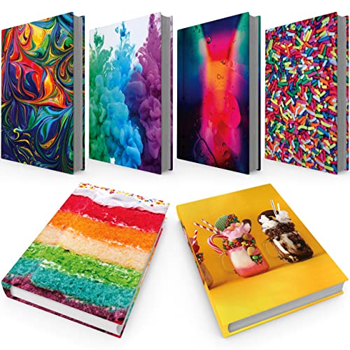 ELLOPI Stretchable, Easy Apply Book Covers 6 Pk of Fun Designs. Standard Jackets Fit Most Hardcover Textbooks Up to 8 x 10. Adhesive-Free, Nylon Fabric Protector. Washable and Reusable Student School Supply - Image 1