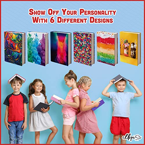 ELLOPI Stretchable, Easy Apply Book Covers 6 Pk of Fun Designs. Standard Jackets Fit Most Hardcover Textbooks Up to 8 x 10. Adhesive-Free, Nylon Fabric Protector. Washable and Reusable Student School Supply - Image 3