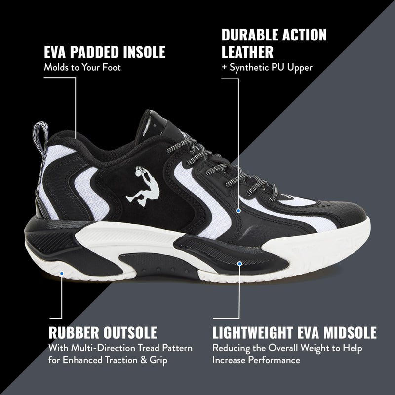 SHAQ Dunkman Basketball Shoes for Men, Indoor or Outdoor Court Basketball Mens Sneakers, Black or White Size 8 to 13 - Black/White, 10 Medium - Image 2