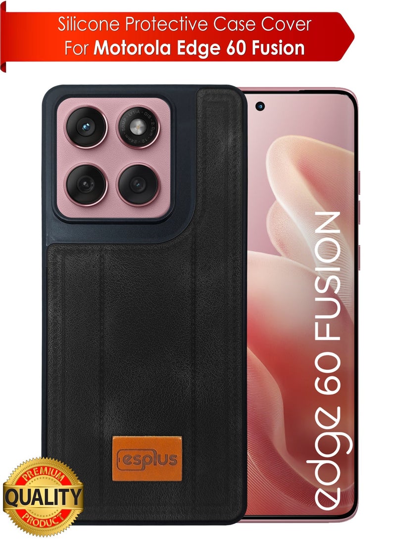 Motorola Edge 60 Fusion Premium Silicone Leather Finish Back Case  | High Quality Silicone Case Cover Designed for Motorola Edge 60 Fusion  | Ultimate Impact Protection ,Shockproof, Anti-Fingerprint , Comfortable feel and Durable back protection Case for Motorola Edge 60 Fusion  - Black - Image 1
