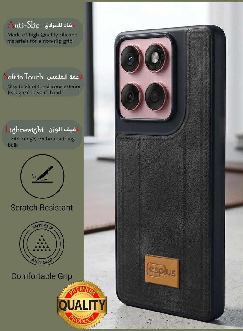 Motorola Edge 60 Fusion Premium Silicone Leather Finish Back Case  | High Quality Silicone Case Cover Designed for Motorola Edge 60 Fusion  | Ultimate Impact Protection ,Shockproof, Anti-Fingerprint , Comfortable feel and Durable back protection Case for Motorola Edge 60 Fusion  - Black - Image 2