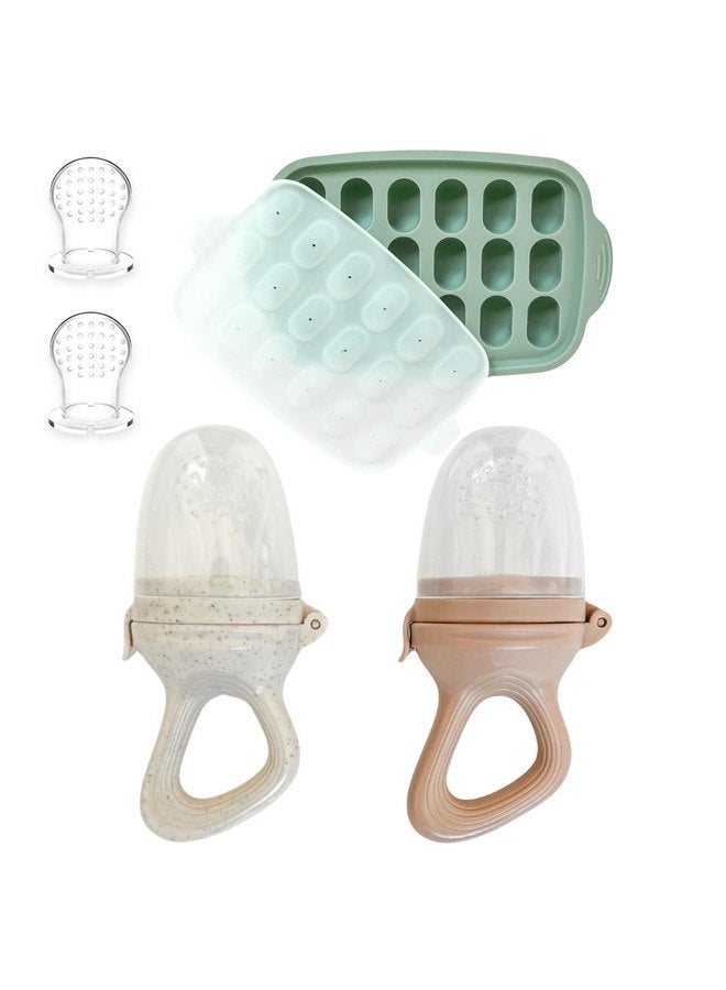 hippypotamus Hippypotamus Baby Food Feeder & Freezer Tray - Silicone Fruit Feeder - Pacifier Teething Toys - 2 Extra Pouches - Set of 2  - Image 1
