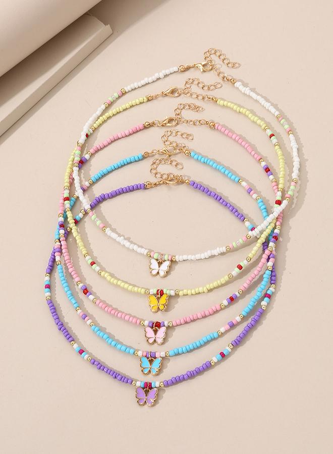 تايك تو قلادة خرز على شكل فراشة للبنات من قطعتين بخمس قطع - Image 1