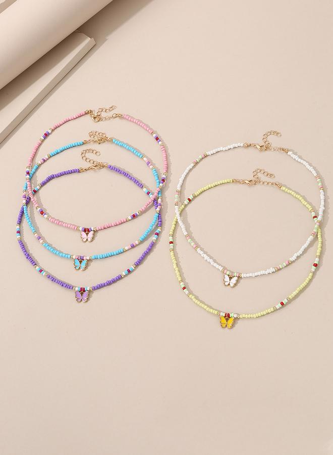 تايك تو قلادة خرز على شكل فراشة للبنات من قطعتين بخمس قطع - Image 2