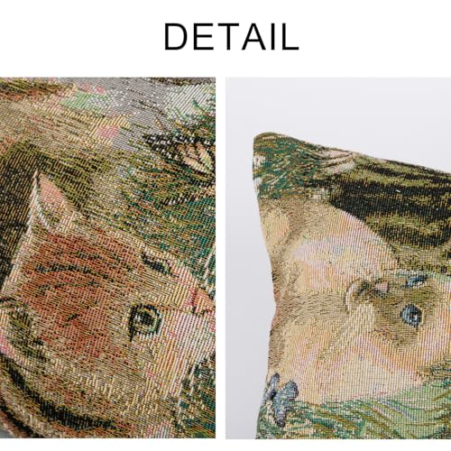 RinRinfam Cute Cat Garden Lumbar Throw Pillow Cover 12x 20, Art Painting Linen Pillow Cushion Cases, Farmhouse Decorative Pillows for Bed, Outdoor Couch Bedroom Car Green - Image 2