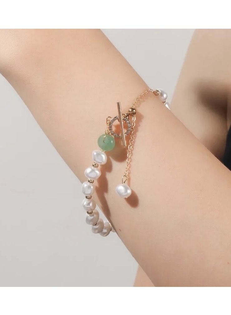 بلو لاين اسوارة نسائية من اللؤلؤ مطلية باللون الذهبي - Image 2