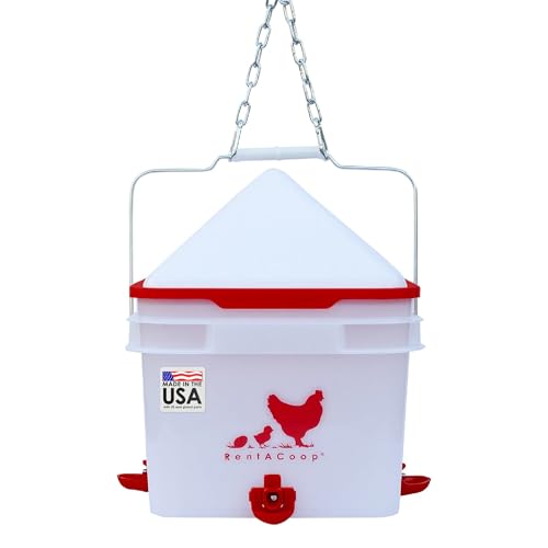 RentACoop 2 Gallon Chicken BPA-Free Plastic Bucket Waterer Set with 4 Horizontal Nipples - Center Placement - Image 1