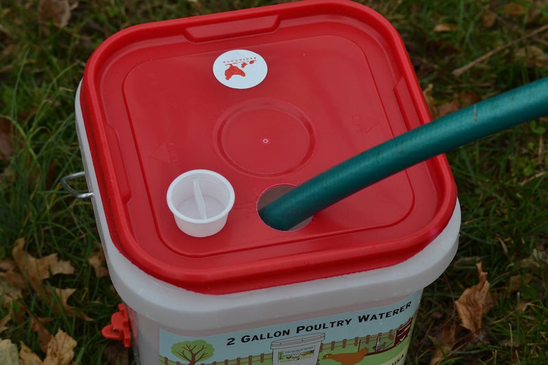 RentACoop 2 Gallon Chicken BPA-Free Plastic Bucket Waterer Set with 4 Horizontal Nipples - Center Placement - Image 5