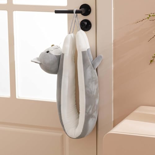 habibee Door Draft Stopper for Bottom of Door 36 inch, Avoid Noise or Cold Air, Decorative Wind Blocker for Window, Cute Animal Soundproof with Hanging Loops for Sweet Home Decor, Heavy Duty Grey Cat - Image 3