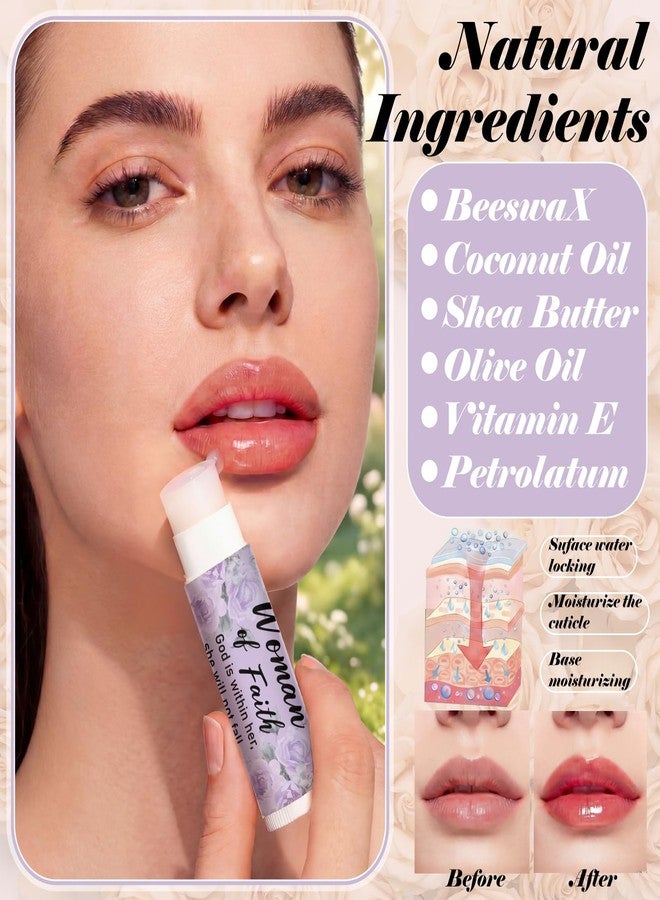 Leelosp 24 Pcs Christian Lip Balms Bulk Mother's Day Bulk Gifts for Church Woman of Faith Gifts Lip Balm with Scripture Christian Gift for Women Baptism Favors for Guests Church Staff Coworker - Image 4