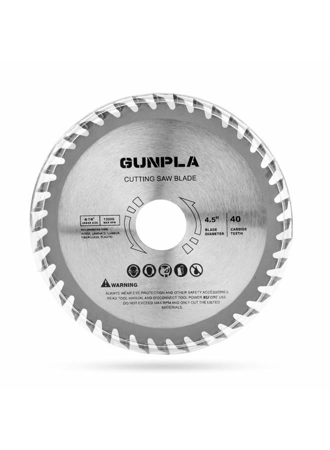 Gunpla 3 Pieces 4-1/2-inch 40 Tooth Alloy Steel TCT General Purpose Hard & Soft Wood Cutting Saw Blade with 7/8-inch Arbor(Reduce Ring 5/8 inch) - Image 4
