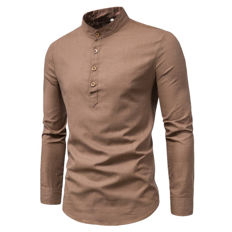 Shirt Casual Work Clothes Half Open Shirt - Image 3