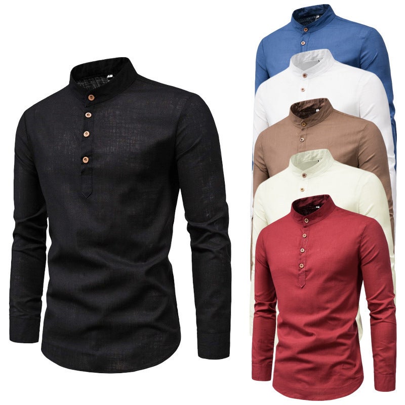 Shirt Casual Work Clothes Half Open Shirt - Image 2