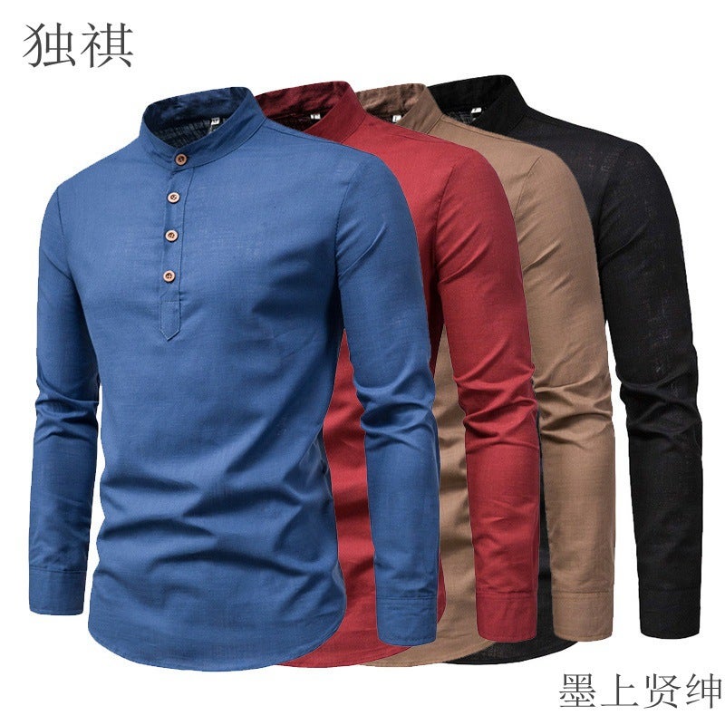 Shirt Casual Work Clothes Half Open Shirt - Image 1