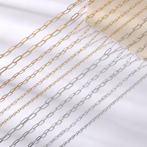 UMAOKANG 32.8 Feet Gold Plated Stainless Steel Chain for Jewelry Making Small Paperclip Chain for Women Necklace DIY Jewelry Making Chain Roll - Image 4