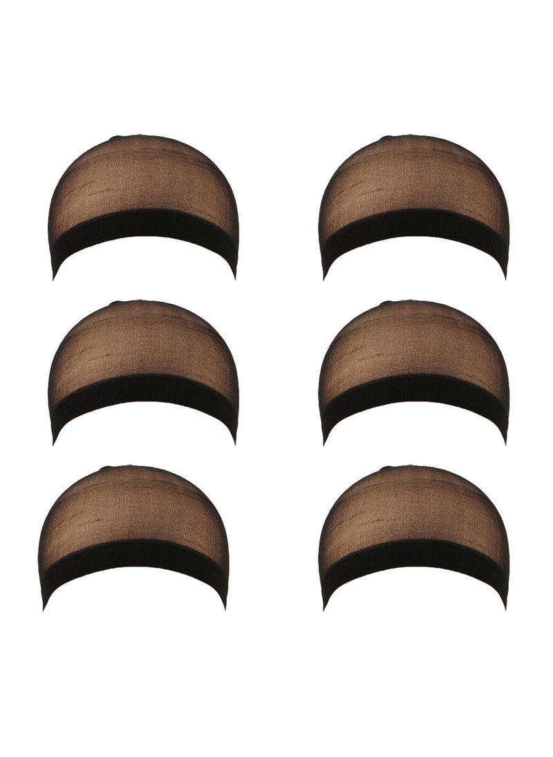 Luxxii (6 Pack) Unisex Stocking Wig Caps for Women Nylon Mesh Stretch Elastic Snood (Black) 