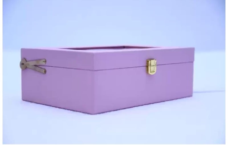 Generic Meka Creations Trunk Box with transparent window for Gifting Purpose Ideal for gifting and storage Diwali Gifting Wedding or any ocassions Hamper Box Pink Colour Size 10 7 35 inch  - Image 2