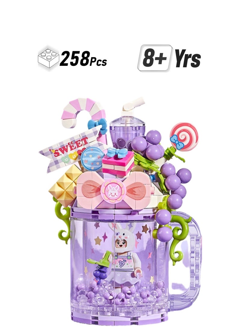 Grapes And Meat 258pcs, Girl'S Ice Cream Ice Cream Milk Tea Cup Set Building Block Toys, Assembly Model, Gifts For Boys And Girls  - Image 1