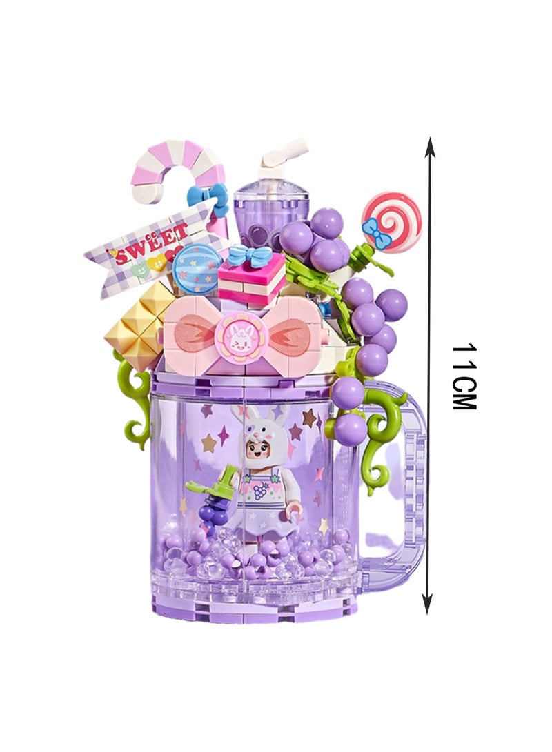 Grapes And Meat 258pcs, Girl'S Ice Cream Ice Cream Milk Tea Cup Set Building Block Toys, Assembly Model, Gifts For Boys And Girls  - Image 2