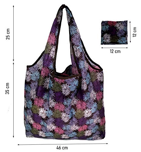 Elios Unisex-Adult Designer Pattern Reusable and Foldable Shopping Bag/Tote Hand Bag/Travel Bag/Grocery Bag | Heavy Duty, Eco Friendly | Compact, Lightweight and Convenient (Pack of 3 (A)) - Image 3