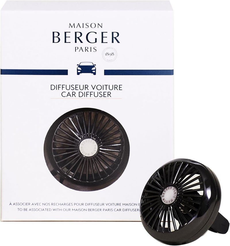 Maison Berger معطر هواء سيارة مايزون بيرجر الفاخر - مشبك تهوية قابل لإعادة التعبئة، موزع عطر للتهوية في السيارة، مصنوع في فرنسا، عطر قابل للتعديل (لا تشمل الكبسولات/إعادة التعبئة، 1.75 بوصة قطر) - تشطيب معدني رمادي غامق - Image 1