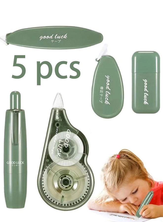 GOOD LUCK 5Pcs White Out Correction Tape, Easy To Use Applicator for Instant Corrections, Cute Whiteout Correction Tape Pen Bulk for School, Office Supplies Green - Image 1