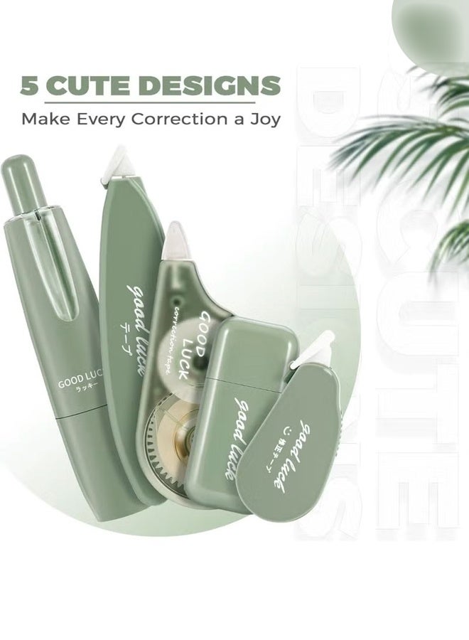 GOOD LUCK 5Pcs White Out Correction Tape, Easy To Use Applicator for Instant Corrections, Cute Whiteout Correction Tape Pen Bulk for School, Office Supplies Green - Image 5