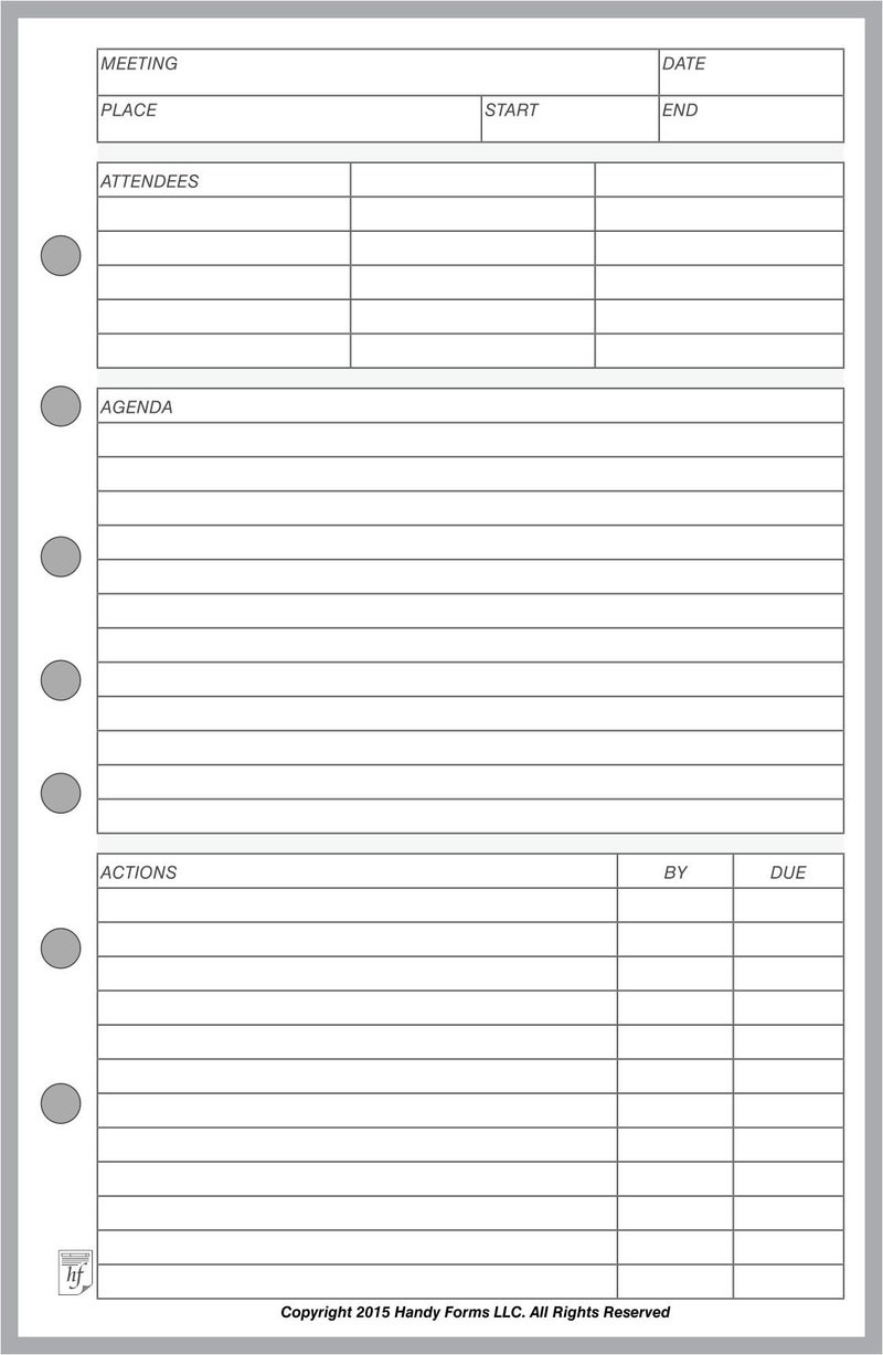 Handy Forms مدير الاجتماعات الكلاسيكي بحجم قياسي، مثقب بـ 7 ثقوب لدفاتر 7 حلقات مثل فرانكلين، إلخ. (5.5" × 8.5") - Image 1