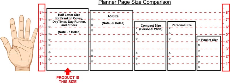 Handy Forms مدير الاجتماعات الكلاسيكي بحجم قياسي، مثقب بـ 7 ثقوب لدفاتر 7 حلقات مثل فرانكلين، إلخ. (5.5" × 8.5") - Image 3
