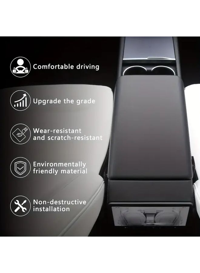 Black Armrest Box Protector Compatible With Tesla Model Y3 Updated Trim Pieces - Image 5
