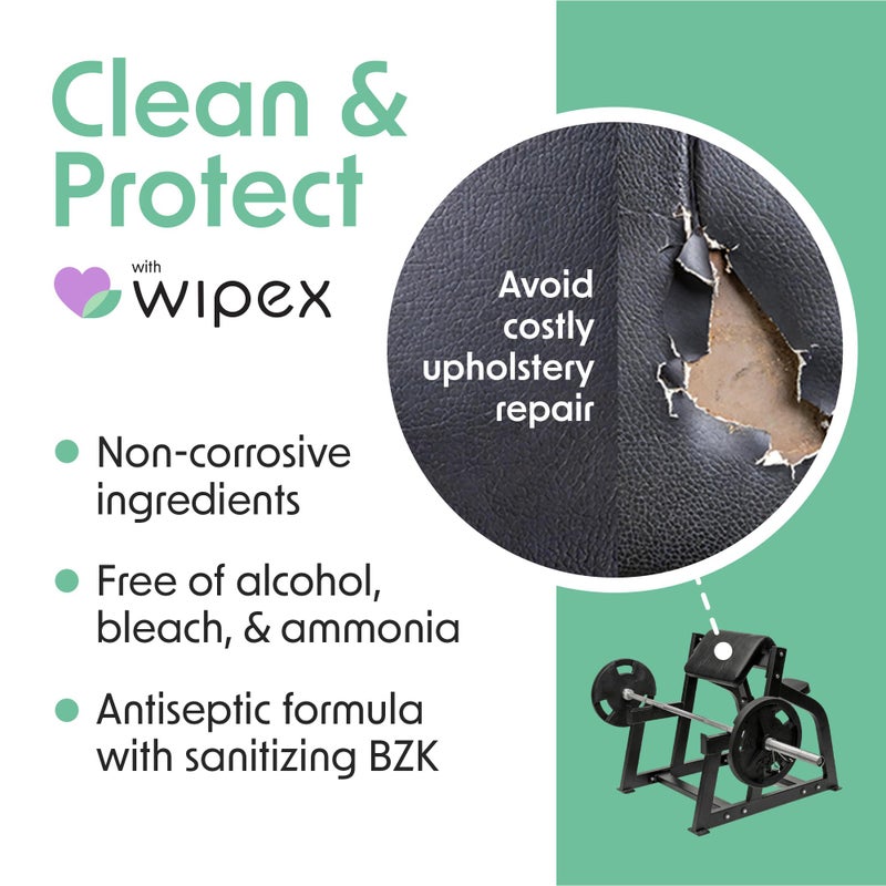 Wipex Gym Wipes Fitness Equipment Wipes, Plant-Based Cloth - Lemongrass, Eucalyptus and Vinegar Wipes to Clean Surfaces, Safe Yoga Mat Cleaner Wipes, All Purpose Gym Cleaner, 400 Count - Image 2