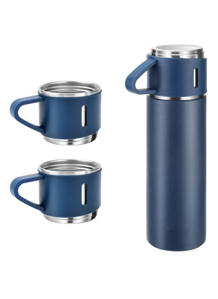 Generic - Original 500ml Thermos Mug with 3 Cups, Thermal Bottle, Vacuum Insulated Tea Coffee Thermos 304 Stainless Steel Travel Mug for Hot and Cold Drinks, Perfect for Kids and Babies. Leakproof Design and Great Gift for Outdoor, Office, Home, Sports - Coffee Mug Nescafe Cappuccino Tea - Car Seat Mug - Coffee Mug - Double Wall Stainless Steel Insulated - Vacuum Insulated Stainless Steel Double Wall Thermal Cup for Tea Coffee Travel - Thermos Set with 3 Cups - Stainless Steel Vacuum Insulated Water Bottle - Insulated Flask Set with 3 Cups - Image 1