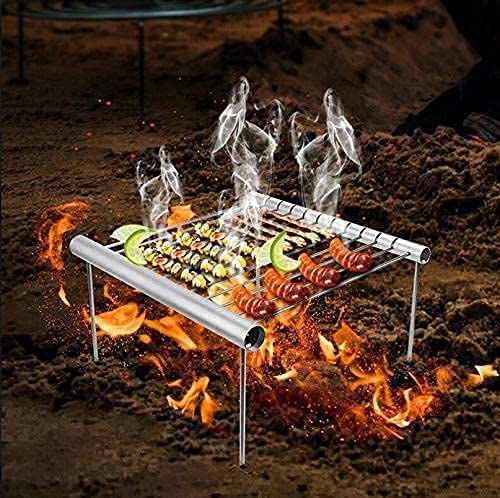 Arcanine Mini Barbecue Grill Folding Portable Campfire BBQ Grill Rack Detachable Grill for Outdoor Activities Camping Fishing Cooking Hiking Picnic Garden Terrace Party Grill Rack - Image 1